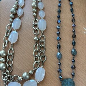 Elegant Pink and White Beaded Necklace and Multi Colored Bead Necklace